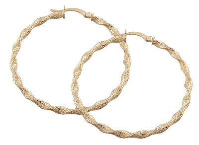 14K Twist Hoop Earrings