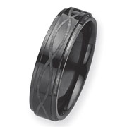 Black Plated 6mm Tungsten Band w/Grey Laser