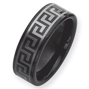 Black Plated 8mm Tungsten Band w/Grey Laser