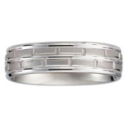 18K White Gold Brick Wedding Band