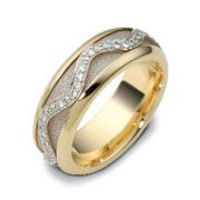 Spinning 18K Gold Two Tone Diamond Dora Wedding Band, 0.30 tcw