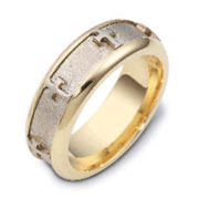 18K Two Tone Gold 7mm Cross Wedding Band