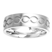 Brush Finish White Gold 18K Pattern Wedding Band