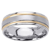 7mm Two Row 18K Two Tone Wedding Band
