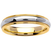 4.5mm Domed 18K Two Tone Gold Milgrain Wedding Band