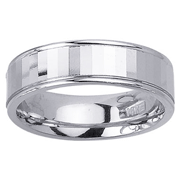 18K Faceted White Gold Wedding Band
