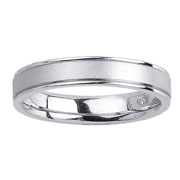 4.5mm Flat Satin Center 18K White Gold Wedding Band