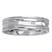 18K Designer White Gold Wedding Band