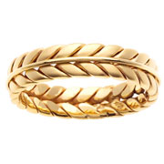 Handmade Wheat Braid 6mm 18K Yellow Gold Band