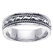 18K Rose and Yellow Gold Designer Rope Inlay Wedding Band