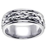 8mm Double Braided 18K White Gold Wedding Band