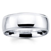 18K White Gold 8mm Milgrain Wedding Ring