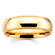 18K Yellow Gold 6mm Milgrain Wedding Ring
