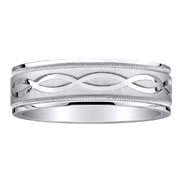 18K Braid Carved White Gold Milgrain Wedding Band