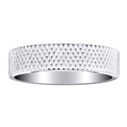 Fancy Textured 18K White Gold Wedding Band