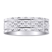 7mm 18K Textured White Gold Designer Wedding Band