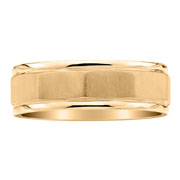 Brush Textured 7mm 18K Yellow Gold Wedding Band