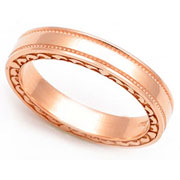 Signature Edge Rose Gold Milgrain Wedding Band