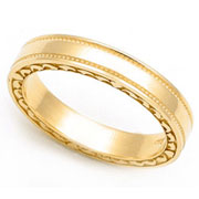 Signature Edge Yellow Gold Milgrain Wedding Band