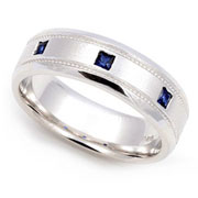 Princess cut Blue Sapphire Milgrain Band (0.18 ct.)