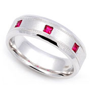 Princess cut Ruby Milgrain Band (0.18 ct.)