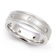 Bezel set Diamond Semi Eternity Milgrain Band (0.28 ct.)