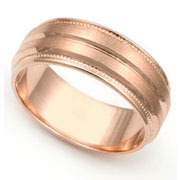 7.5mm Rose Gold Satin Finish Milgrain Wedding Band