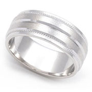 7.5mm Satin Finish Milgrain Wedding Band