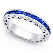 Diamond and Blue Sapphire Eternity Band (0.40 ct.)