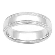 5.5mm White gold Dual Milgrain Wedding Band