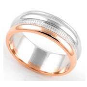 7mm Two Tone Milgrain Wedding Band
