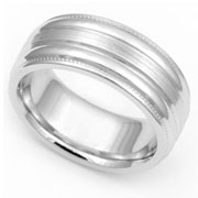 8mm Line Finish Milgrain Wedding Band
