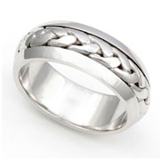 6.5mm White Gold Hand Braided Wedding Band