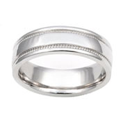 6mm White Gold Milgrain Wedding Band