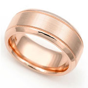 8mm Line Finish Rose Gold Milgrain Wedding Band