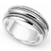8mm White Gold Hand Braided Wedding Band
