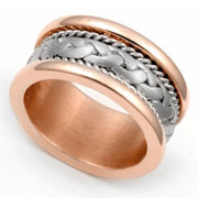9.5mm White & Rose Gold Hand Braided Wedding Band