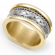 9.5mm White & Yellow Gold Hand Braided Wedding Band
