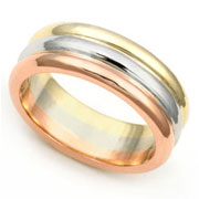 6.5mm Three Tone Wedding Band