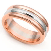 6.5mm White & Rose Gold Wedding Band