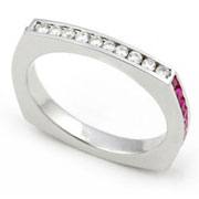 Channel set Diamond and Multi-colored Sapphire Ring (0.16 ct.)