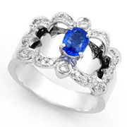 Blue Sapphire and Diamond Crown Frame band (0.26 ct.)