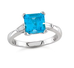 1.00ct Blue Topaz and 0.10tcw Diamond White Gold Ring