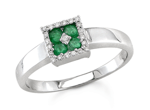 0.23tcw Emerald and 0.20tcw Diamond White Gold Ring