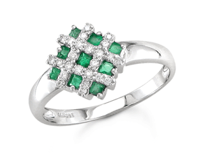 0.50 tcw Emerald and 0.15 tcw Diamond White Gold Ring