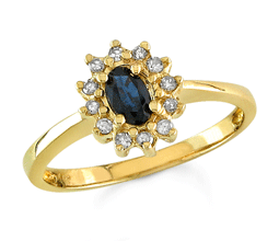0.27 tcw Sapphire and 0.13 tcw Diamond Yellow Gold Ring