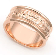 9mm Arrow Design Rose Gold Milgrain Wedding Band