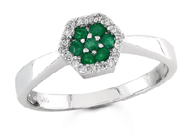 0.07 tcw Emerald and 0.18 tcw Diamond Gemstone Ring