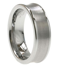 Satin and Polish Concave Tungsten Carbide Band