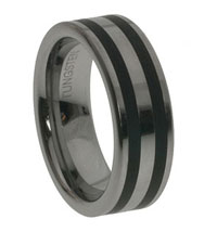 8mm Tungsten Carbide Double Stripe Wedding Band